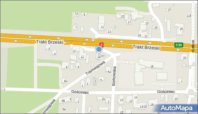 Warszawa, Trakt Brzeski, 14, mapa Warszawy