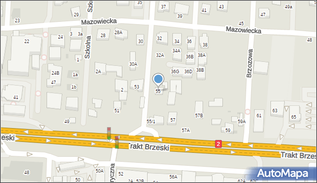 Warszawa, Trakt Brzeski, 55, mapa Warszawy