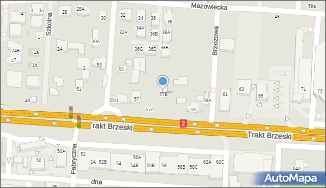 Warszawa, Trakt Brzeski, 57B, mapa Warszawy