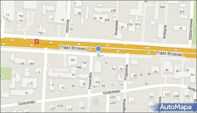 Warszawa, Trakt Brzeski, 72, mapa Warszawy