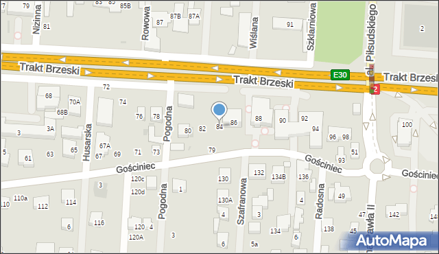Warszawa, Trakt Brzeski, 84, mapa Warszawy