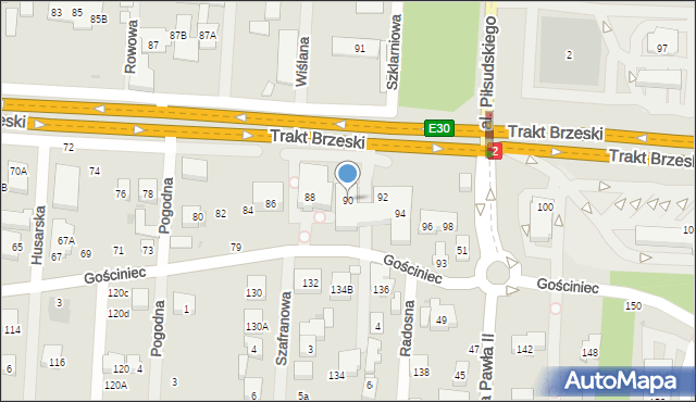 Warszawa, Trakt Brzeski, 90, mapa Warszawy