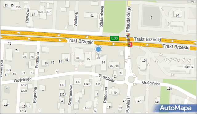 Warszawa, Trakt Brzeski, 92A, mapa Warszawy