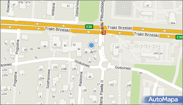 Warszawa, Trakt Brzeski, 98, mapa Warszawy