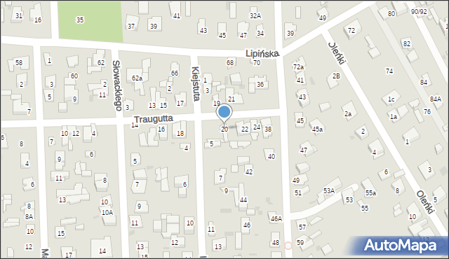 Wołomin, Traugutta Romualda, gen., 20, mapa Wołomin