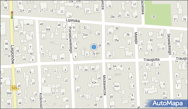 Wołomin, Traugutta Romualda, gen., 5, mapa Wołomin