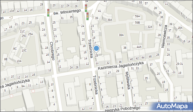 Wrocław, Trzebnicka, 13, mapa Wrocławia