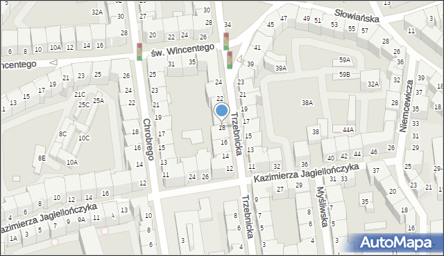 Wrocław, Trzebnicka, 18, mapa Wrocławia