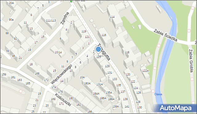 Wrocław, Traugutta Romualda, gen., 125, mapa Wrocławia