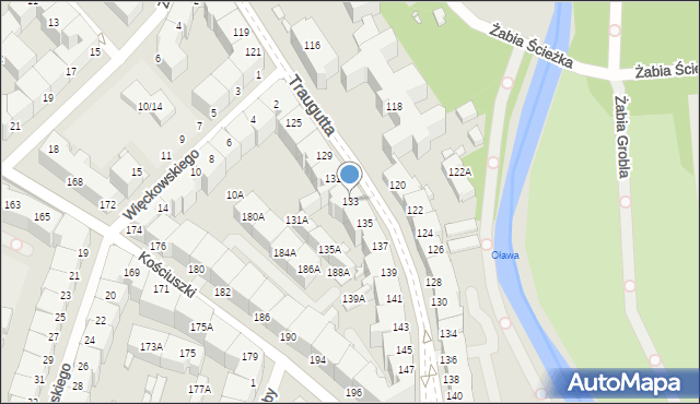 Wrocław, Traugutta Romualda, gen., 133, mapa Wrocławia
