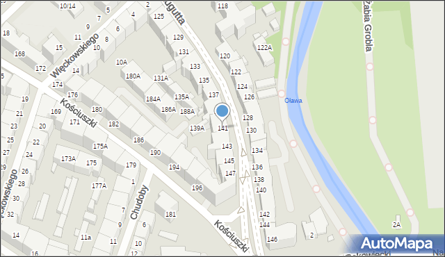 Wrocław, Traugutta Romualda, gen., 141, mapa Wrocławia