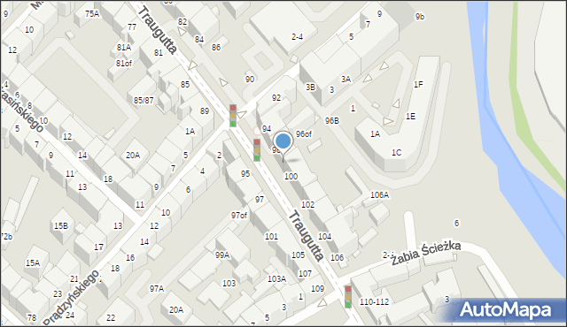 Wrocław, Traugutta Romualda, gen., 98-100, mapa Wrocławia