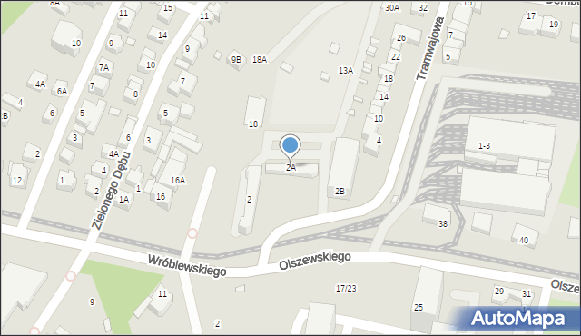 Wrocław, Tramwajowa, 2A, mapa Wrocławia