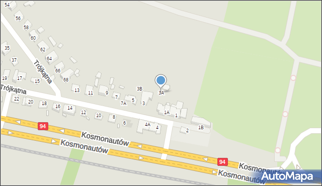 Wrocław, Trójkątna, 3A, mapa Wrocławia