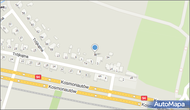 Wrocław, Trójkątna, 3B, mapa Wrocławia