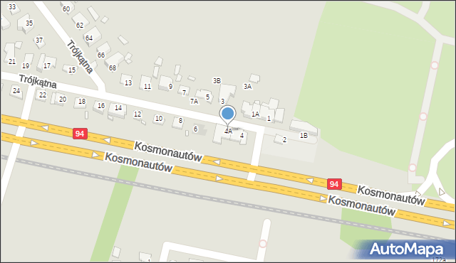 Wrocław, Trójkątna, 4A, mapa Wrocławia