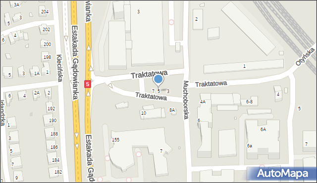 Wrocław, Traktatowa, 5, mapa Wrocławia