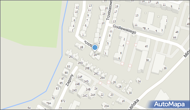Wrocław, Trzebiatowskiego Włodzimierza, 1A, mapa Wrocławia
