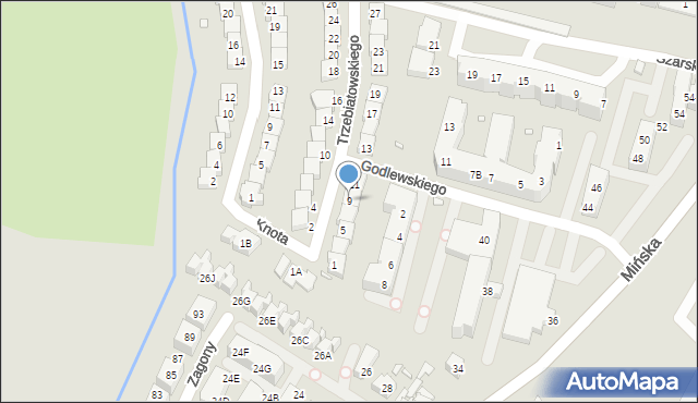 Wrocław, Trzebiatowskiego Włodzimierza, 9, mapa Wrocławia