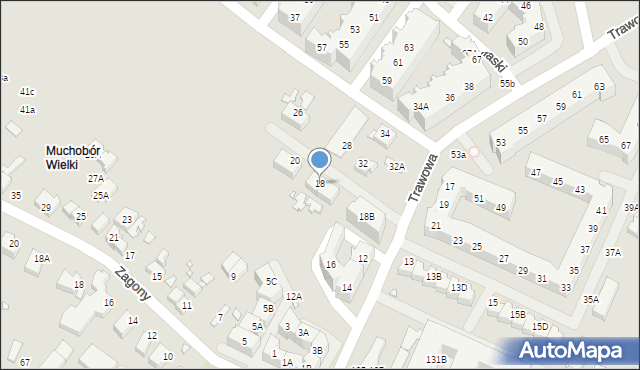 Wrocław, Trawowa, 18, mapa Wrocławia