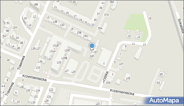 Wrocław, Trawowa, 33E, mapa Wrocławia