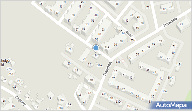 Wrocław, Trawowa, 34, mapa Wrocławia