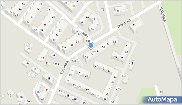 Wrocław, Trawowa, 55a, mapa Wrocławia