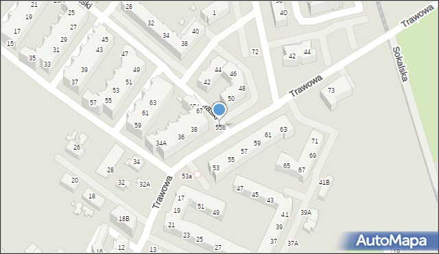 Wrocław, Trawowa, 55b, mapa Wrocławia