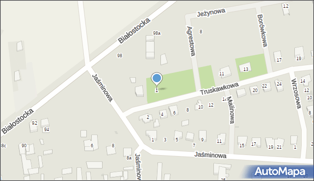 Wyszków, Truskawkowa, 1, mapa Wyszków