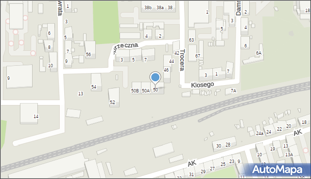 Zabrze, Trocera Dionizego, 50, mapa Zabrza