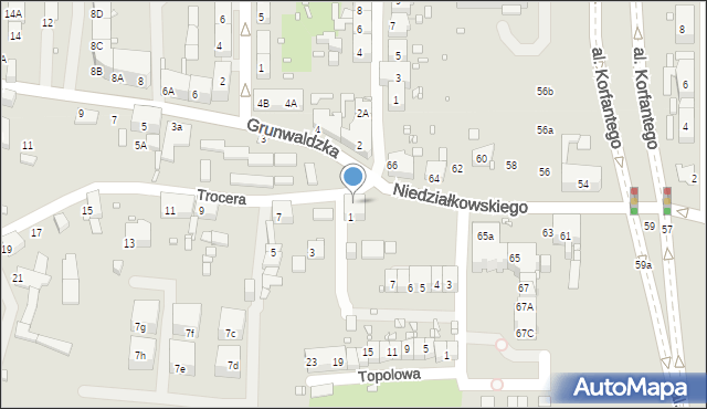 Zabrze, Trocera Dionizego, 1A, mapa Zabrza