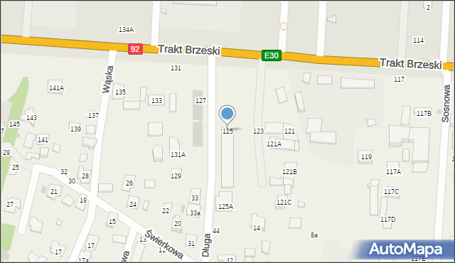 Zakręt, Trakt Brzeski, 125, mapa Zakręt
