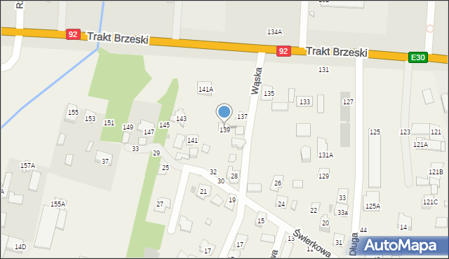 Zakręt, Trakt Brzeski, 139, mapa Zakręt