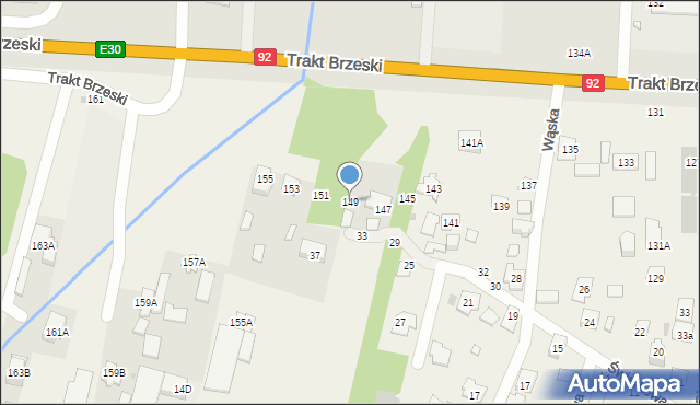 Zakręt, Trakt Brzeski, 149, mapa Zakręt