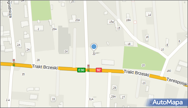 Zakręt, Trakt Brzeski, 22, mapa Zakręt