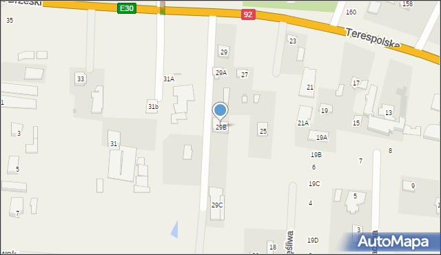 Zakręt, Trakt Brzeski, 29B, mapa Zakręt