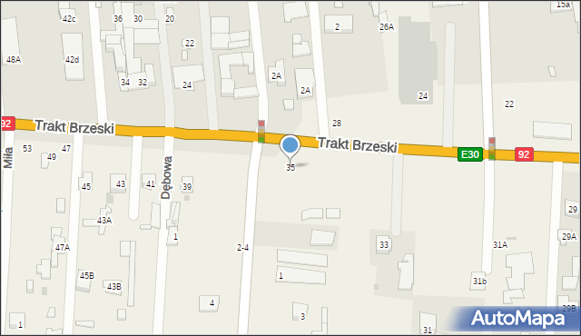 Zakręt, Trakt Brzeski, 35, mapa Zakręt