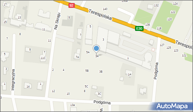 Zakręt, Trakt Brzeski, 3A, mapa Zakręt