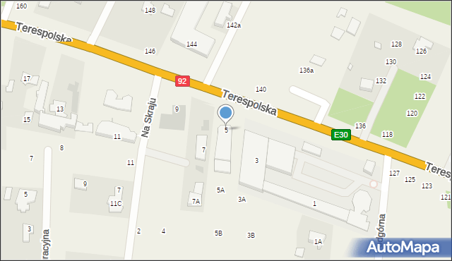 Zakręt, Trakt Brzeski, 5, mapa Zakręt