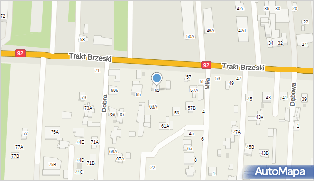 Zakręt, Trakt Brzeski, 61, mapa Zakręt