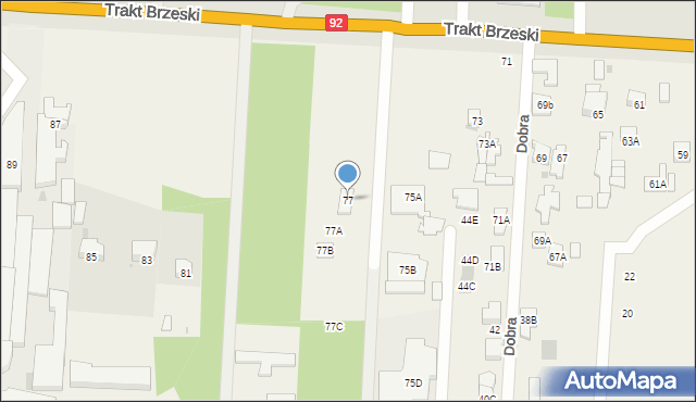 Zakręt, Trakt Brzeski, 77, mapa Zakręt