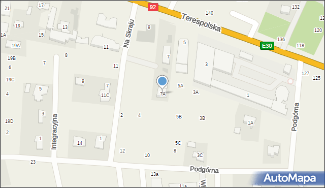Zakręt, Trakt Brzeski, 7A, mapa Zakręt