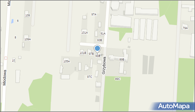 Zakręt, Trakt Brzeski, 91B, mapa Zakręt