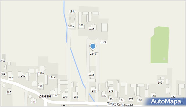 Zalesie, Trakt Królewski, 184c, mapa Zalesie
