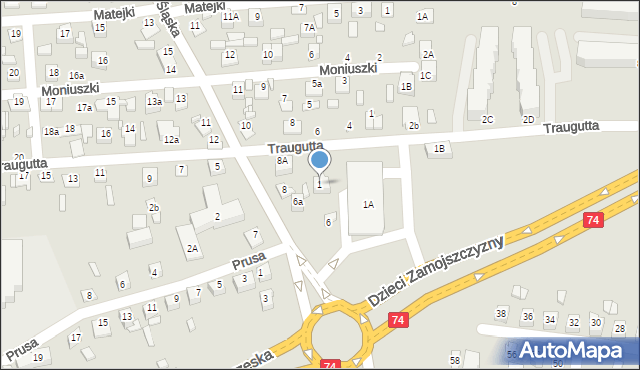 Zamość, Traugutta Romualda, gen., 1, mapa Zamościa