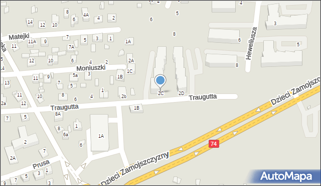 Zamość, Traugutta Romualda, gen., 2C, mapa Zamościa