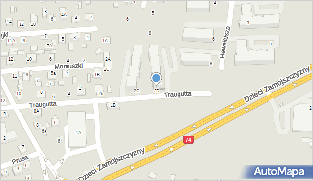 Zamość, Traugutta Romualda, gen., 2D, mapa Zamościa