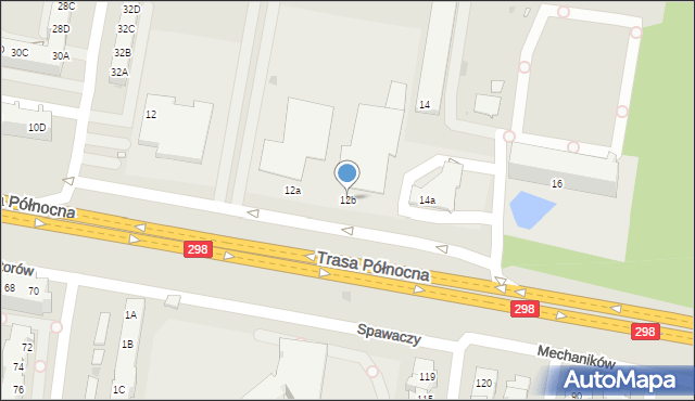 Zielona Góra, Trasa Północna, 12b, mapa Zielona Góra