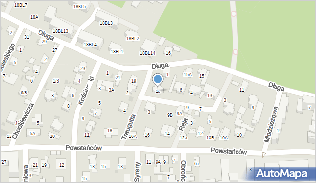 Zielonka, Traugutta Romualda, gen., 1c, mapa Zielonka