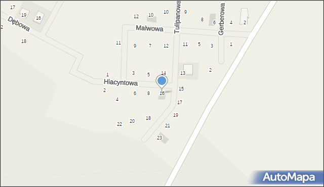 Baranowo, Tulipanowa, 16, mapa Baranowo